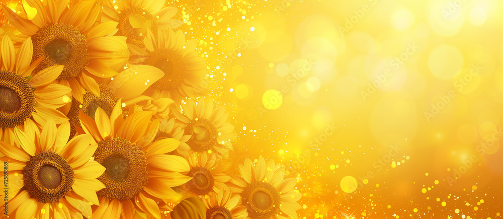 Fototapeta premium Golden Sunflowers background illustration