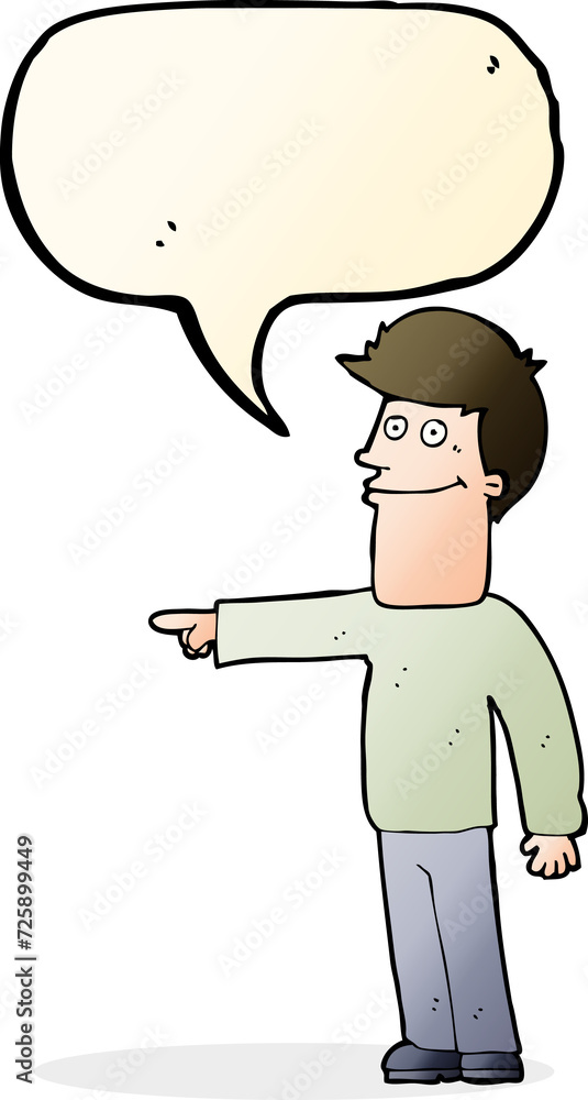 cartoon man pointing with speech bubble