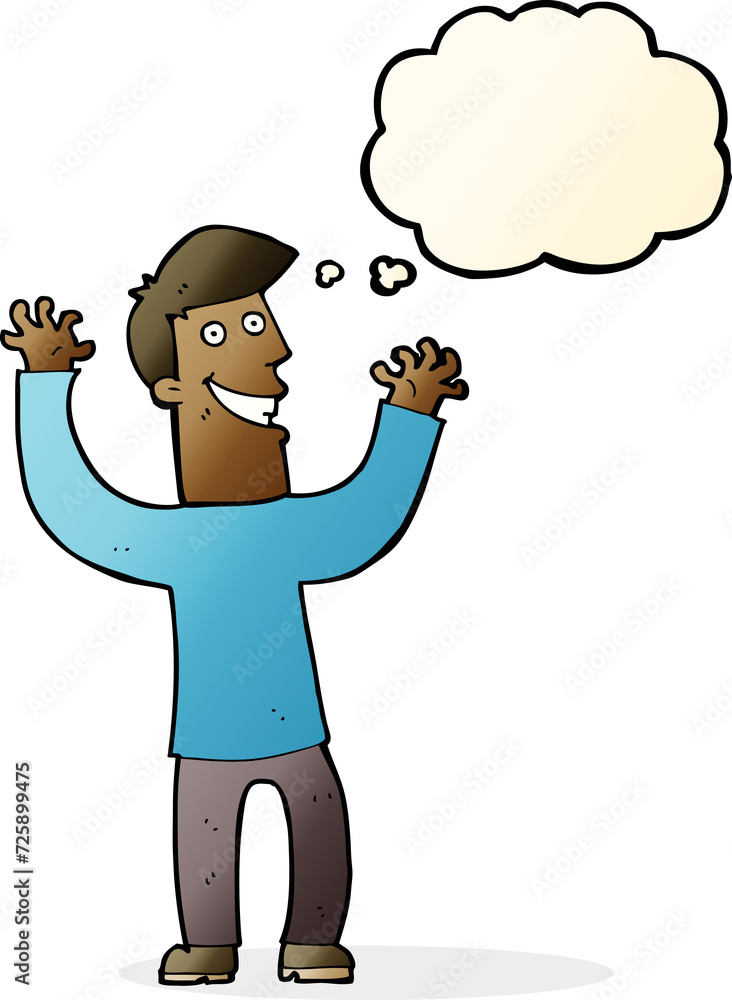 cartoon excited man with thought bubble cartoon excited man with thought bubble
