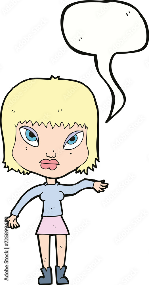 cartoon woman making gesture with speech bubble cartoon woman making gesture with speech bubble