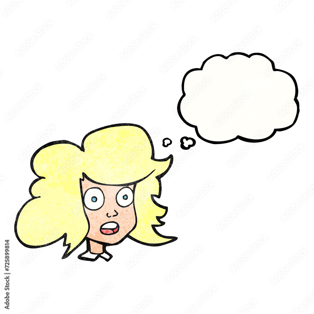 thought bubble textured cartoon surprised female face thought bubble textured cartoon surprised female face
