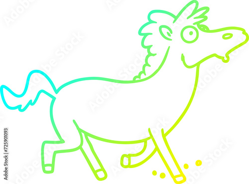 cold gradient line drawing cartoon running horse © lineartestpilot