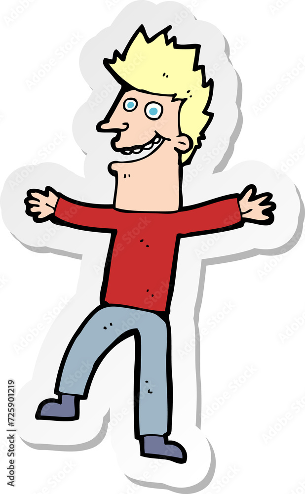 sticker of a cartoon happy man