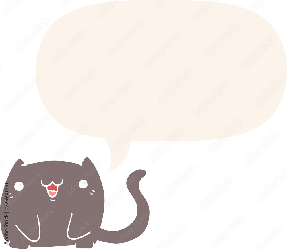cartoon cat and speech bubble in retro style cartoon cat and speech bubble in retro style