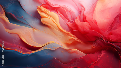 Wavy abstract beautiful background in red, blue and orange color scheme.