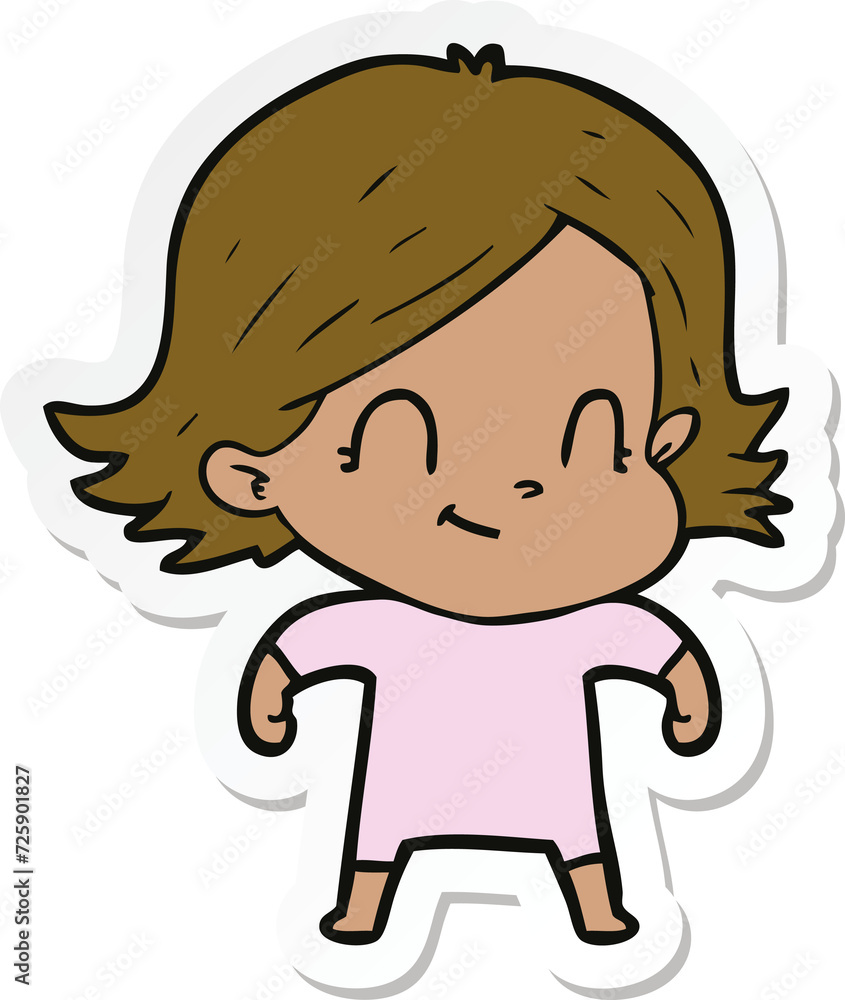 sticker of a cartoon friendly girl sticker of a cartoon friendly girl
