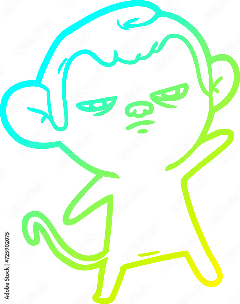 Obraz premium cold gradient line drawing cartoon monkey