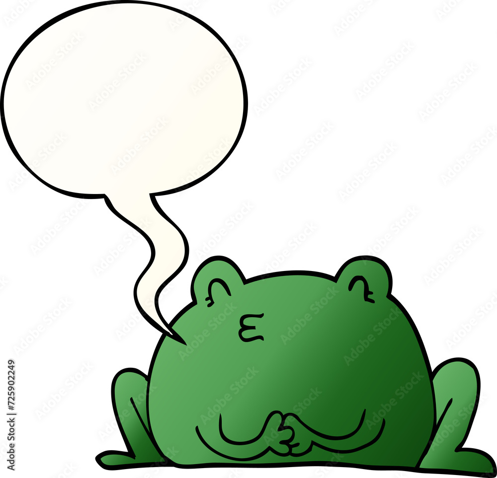 cute cartoon frog and speech bubble in smooth gradient style cute cartoon frog and speech bubble in smooth gradient style