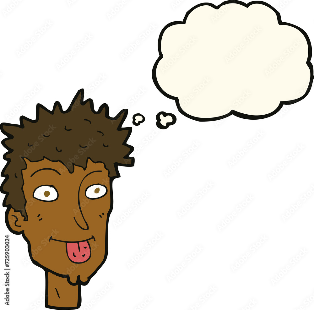 cartoon man sticking out tongue with thought bubble cartoon man sticking out tongue with thought bubble