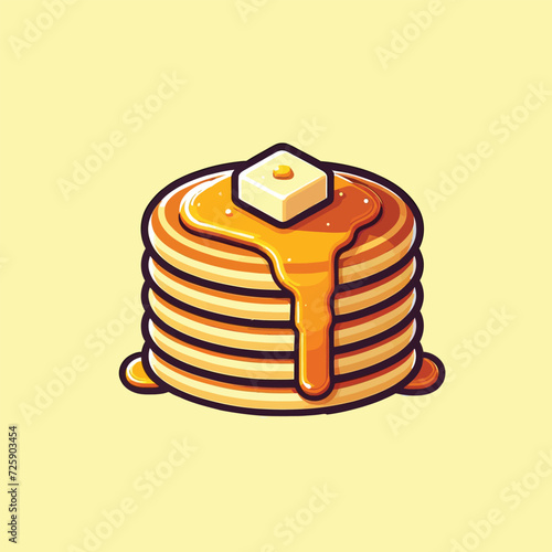 Stacked Pancakes with Syrup and Butter Vector Illustration