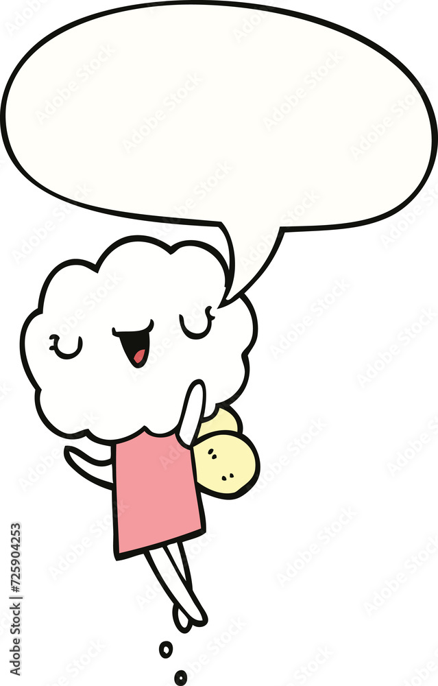 cute cartoon cloud head creature and speech bubble cute cartoon cloud head creature and speech bubble