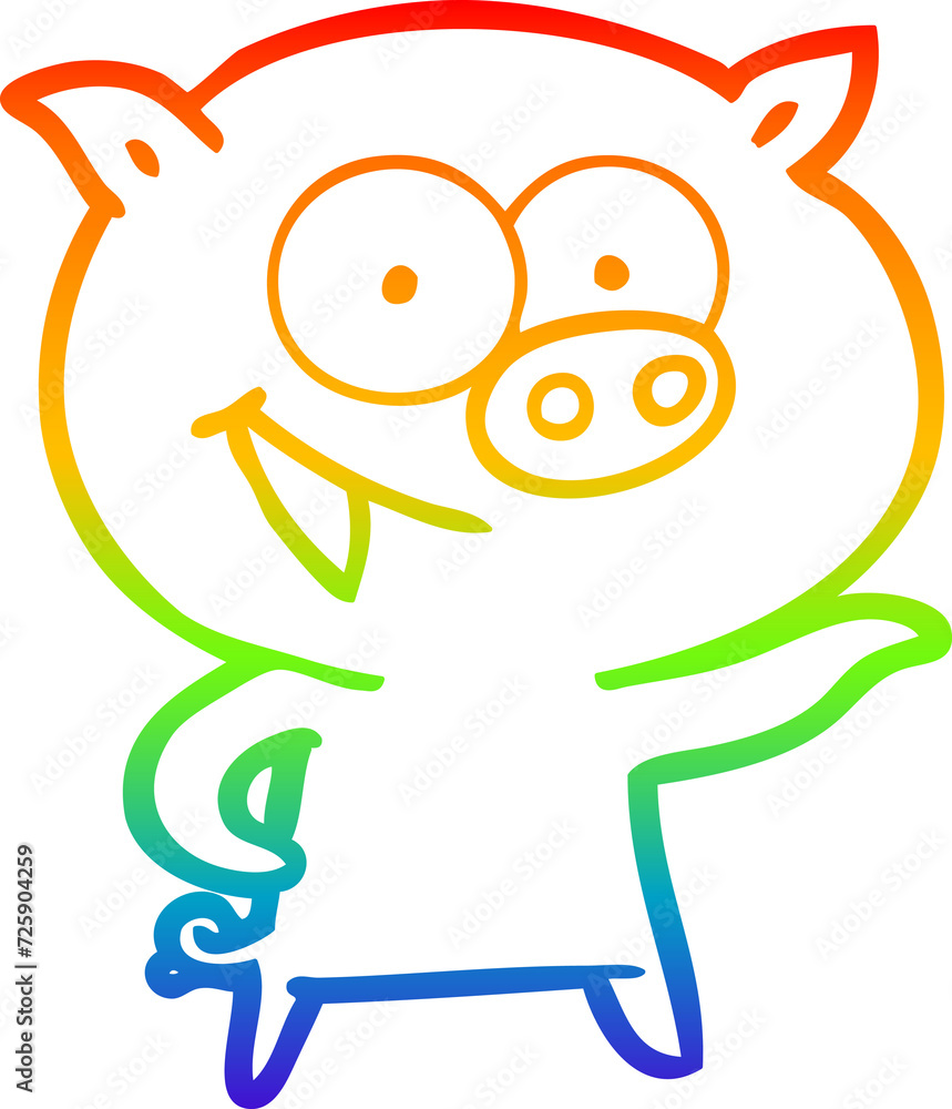 rainbow gradient line drawing cheerful pig cartoon rainbow gradient line drawing cheerful pig cartoon