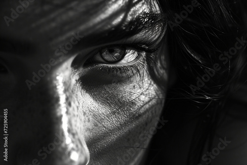 black-and-white composition of a face with eyes conveying deep sorrow, illustrating the emotional weight of losing one's zest for living