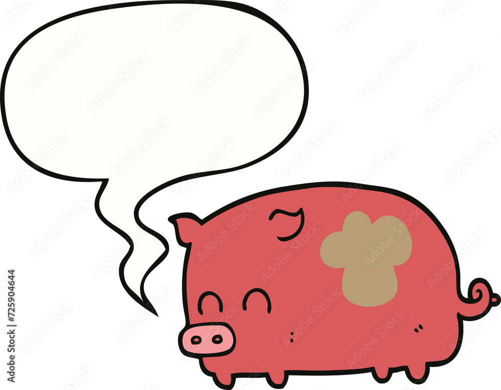 cute cartoon pig and speech bubble cute cartoon pig and speech bubble