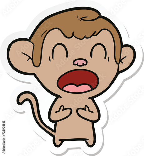 sticker of a shouting cartoon monkey