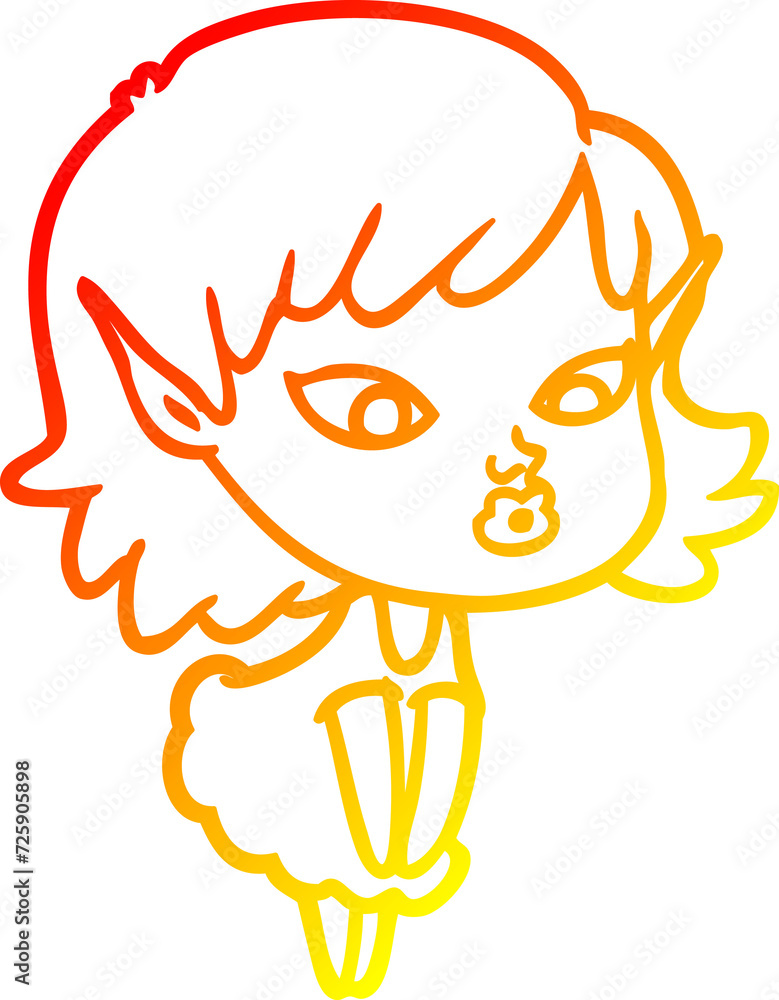 warm gradient line drawing pretty cartoon elf girl warm gradient line drawing pretty cartoon elf girl