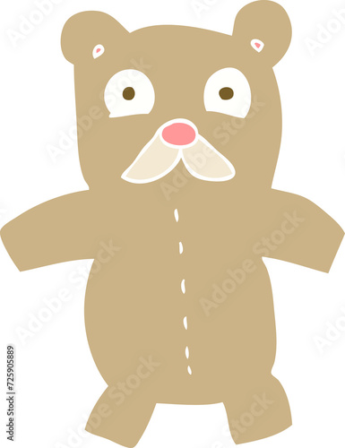 flat color illustration of a cartoon teddy bear