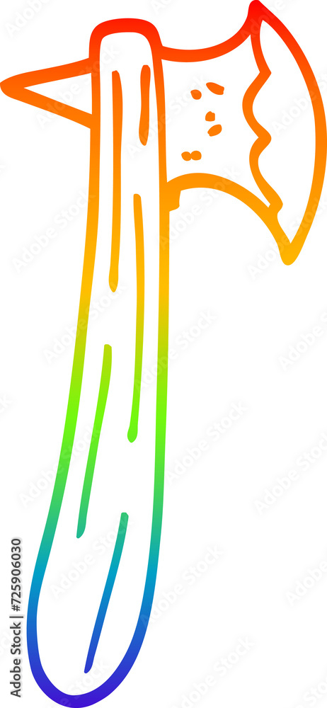 rainbow gradient line drawing cartoon axe