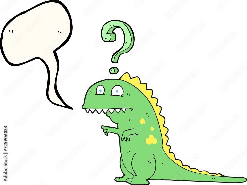 Fototapeta premium speech bubble cartoon confused dinosaur