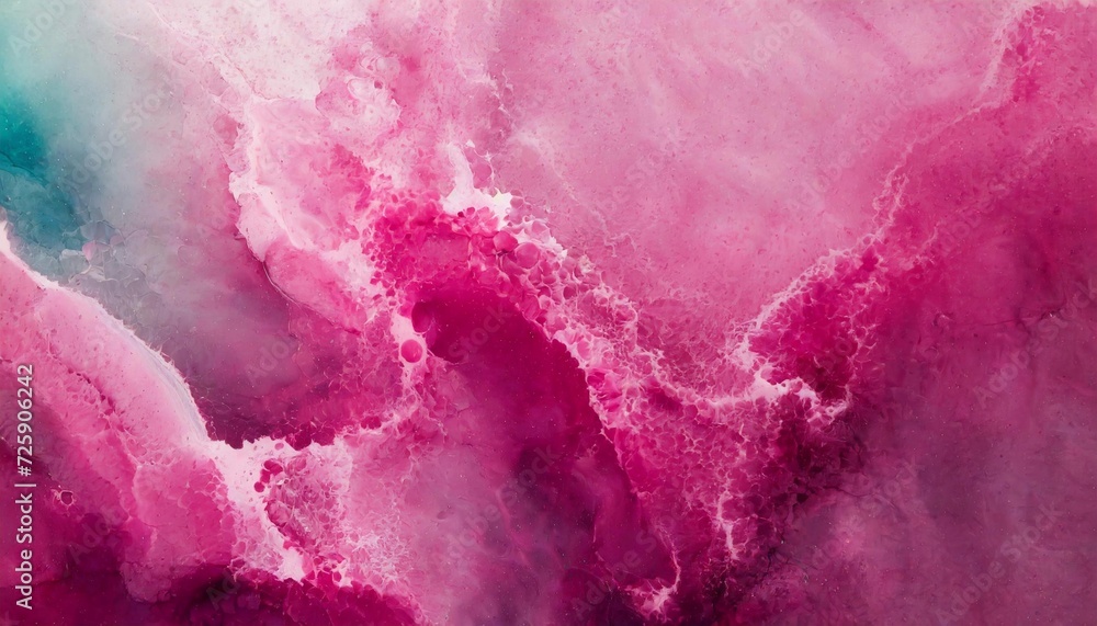 Obraz premium Bright pink painting background. Abstract art with liquid fluid grunge texture. Acrylic paint.