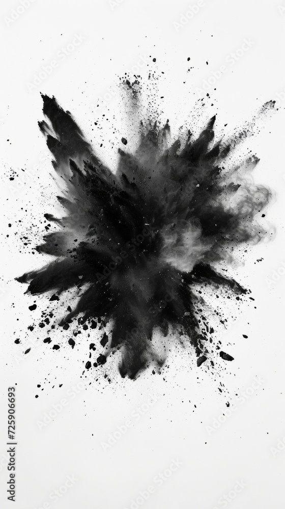 Black and White Illustration of an Exploding Black Powder