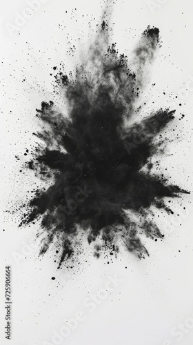 Illustration of an Exploding Black Powder on White Background