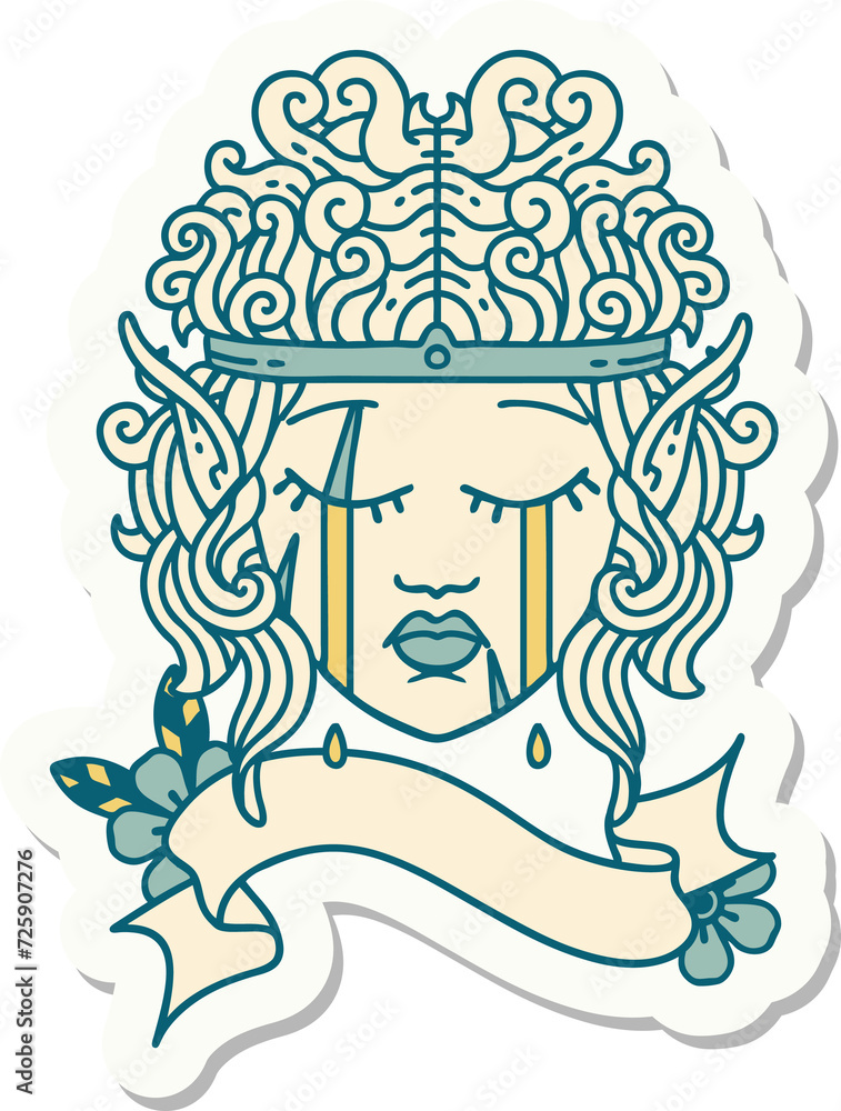 crying elf barbarian character face sticker crying elf barbarian character face sticker
