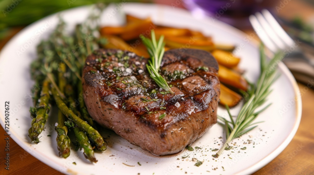 Juicy Steak in the Shape of a Heart With Herbs Juicy Steak in the Shape of a Heart With Herbs