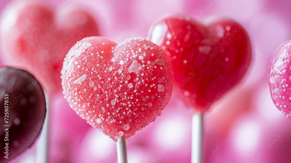Group of Heart Shaped Lollipops Stacked Together