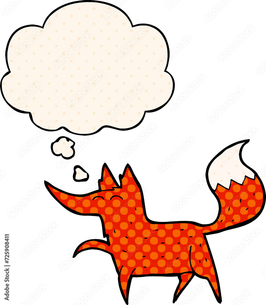 cartoon fox and thought bubble in comic book style cartoon fox and thought bubble in comic book style