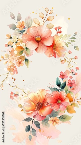 Watercolor Painting of Flowers on White Background
