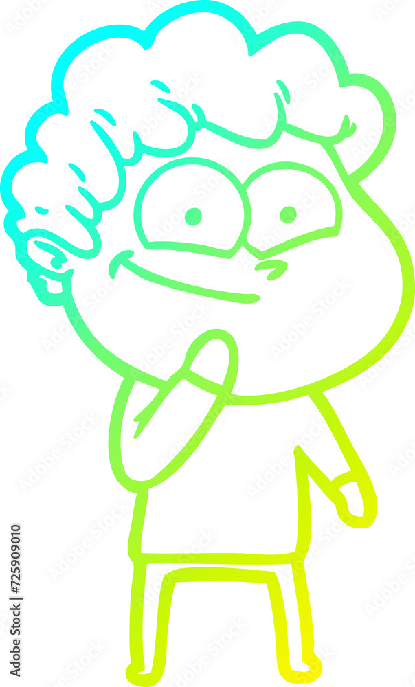 cold gradient line drawing cartoon happy man cold gradient line drawing cartoon happy man