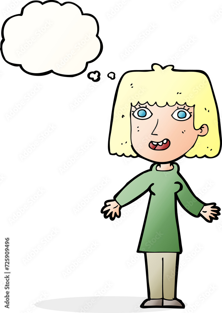 cartoon happy woman with thought bubble cartoon happy woman with thought bubble
