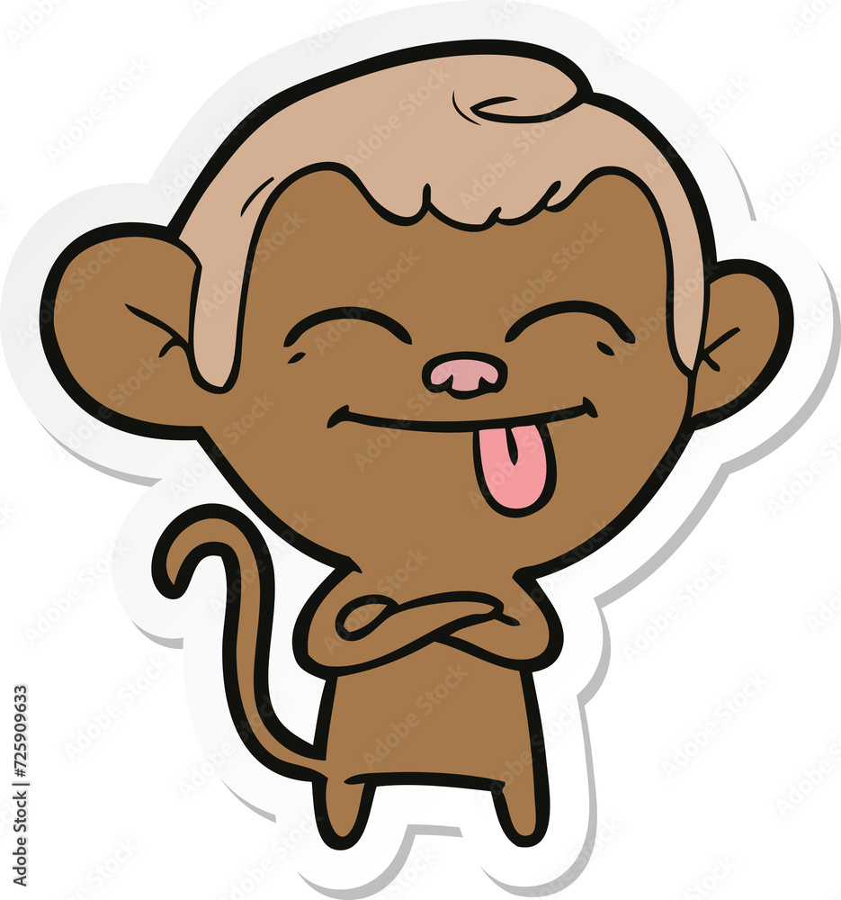 sticker of a funny cartoon monkey sticker of a funny cartoon monkey