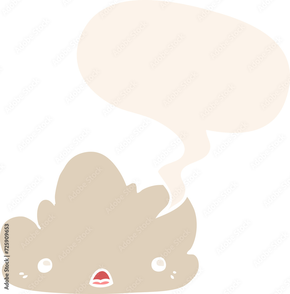 cute cartoon cloud and speech bubble in retro style