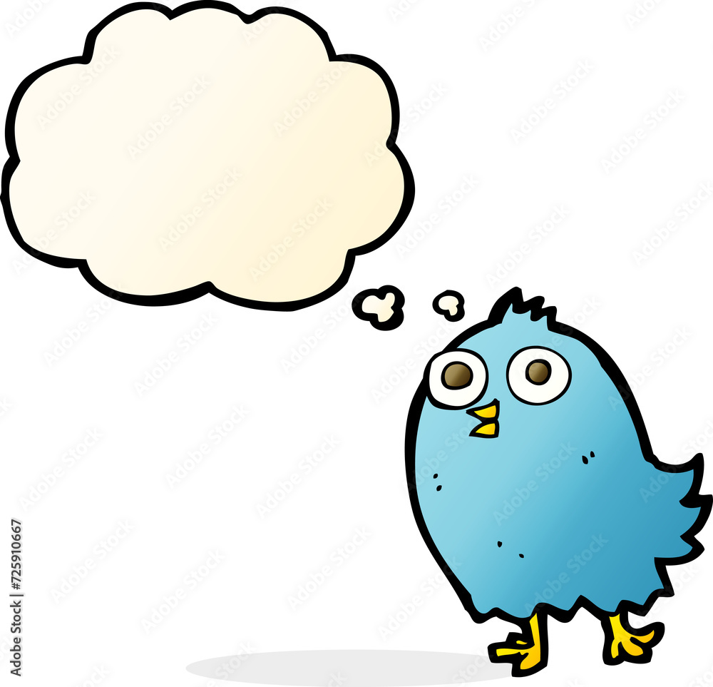 cartoon happy bird with thought bubble cartoon happy bird with thought bubble