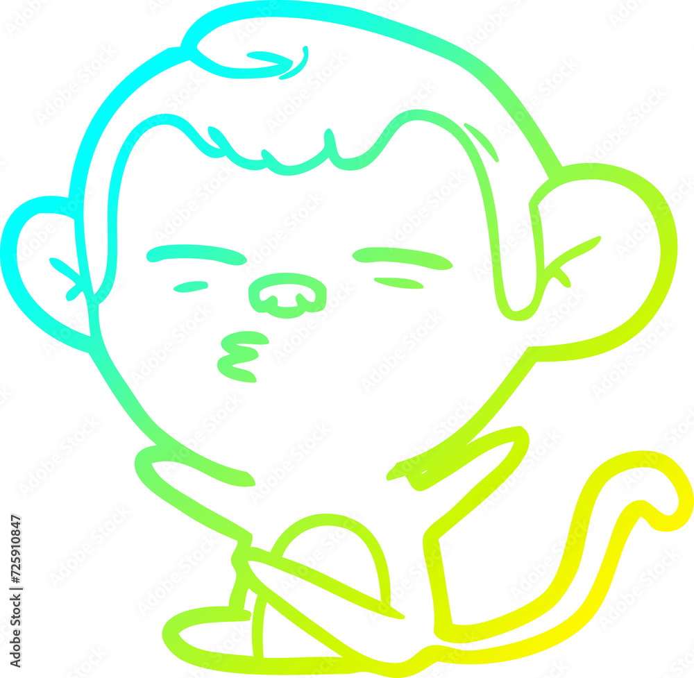cold gradient line drawing cartoon suspicious monkey cold gradient line drawing cartoon suspicious monkey