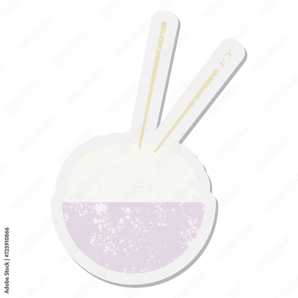 bowl of rice with chopsticks grunge sticker bowl of rice with chopsticks grunge sticker
