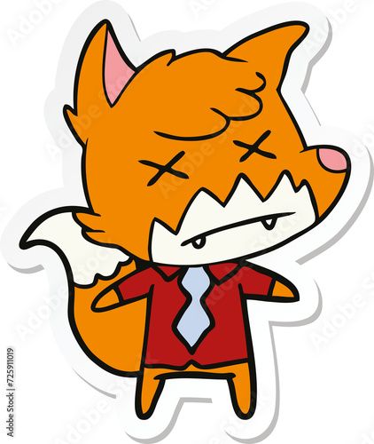 sticker of a cartoon dead fox © lineartestpilot