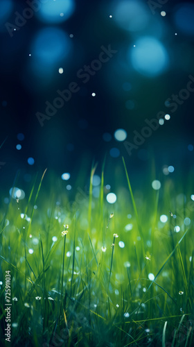 grass meadow at night with copy space for text