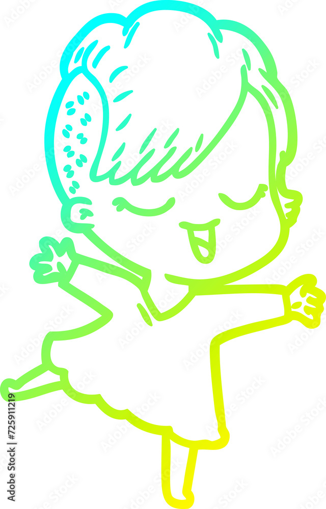 cold gradient line drawing happy cartoon girl dancing cold gradient line drawing happy cartoon girl dancing