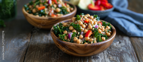 vegan farro salad with chickpeas and baby cabbage