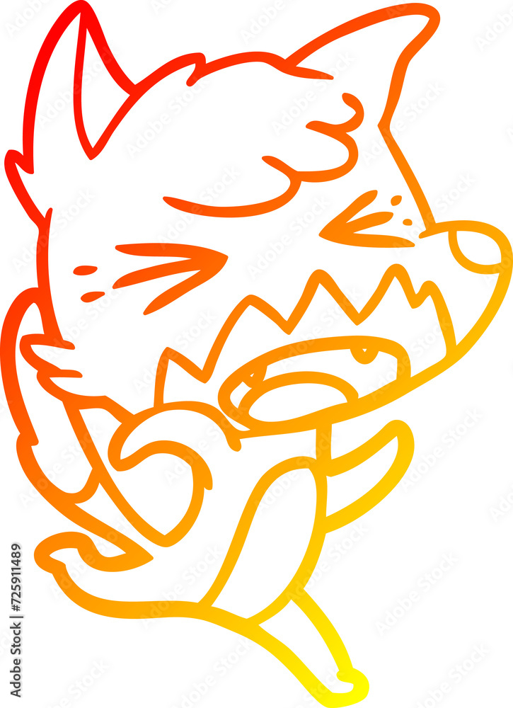 warm gradient line drawing angry cartoon fox running warm gradient line drawing angry cartoon fox running