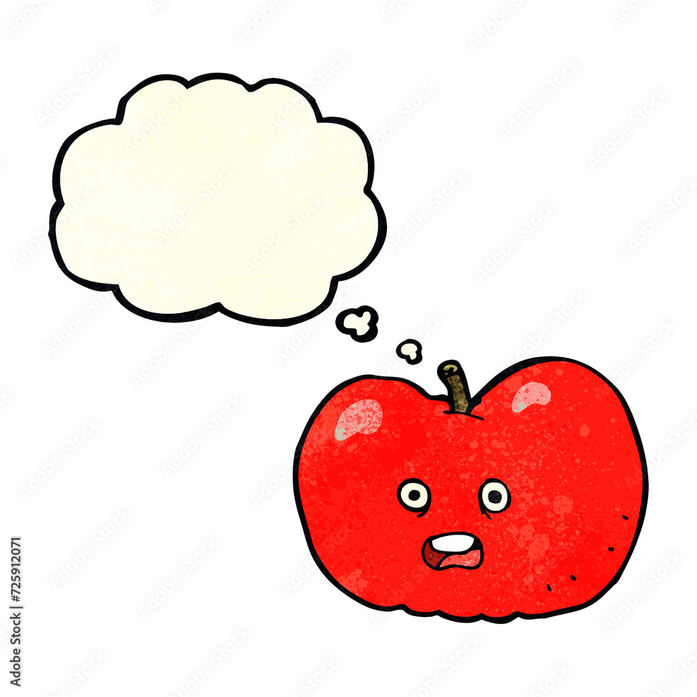 Obraz premium cartoon apple with thought bubble