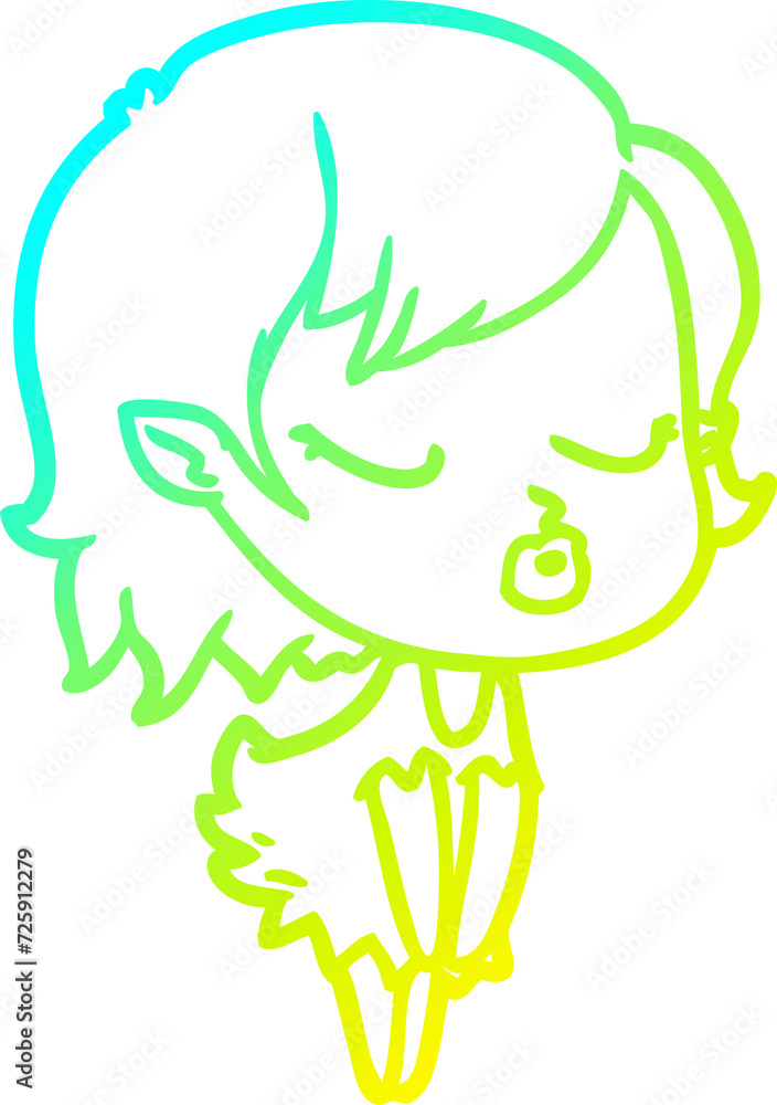 cold gradient line drawing cute cartoon vampire girl cold gradient line drawing cute cartoon vampire girl