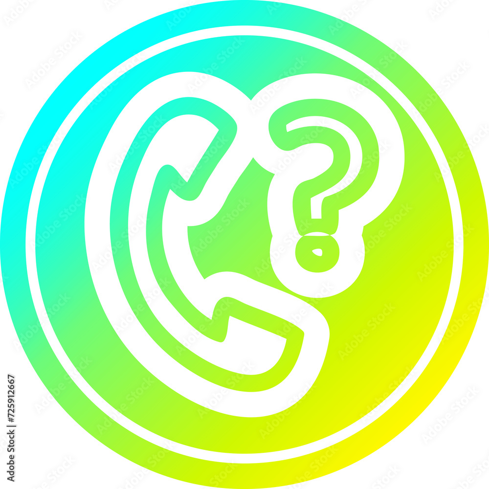 telephone handset with question mark circular in cold gradient spectrum telephone handset with question mark circular in cold gradient spectrum