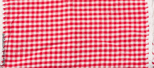 Cotton red-white kitchen towel, close up