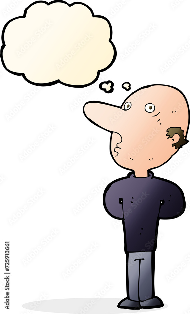 cartoon balding man with thought bubble cartoon balding man with thought bubble