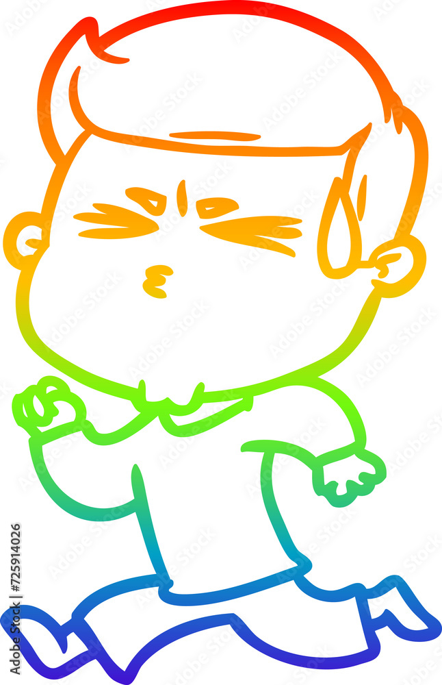 rainbow gradient line drawing cartoon man sweating rainbow gradient line drawing cartoon man sweating