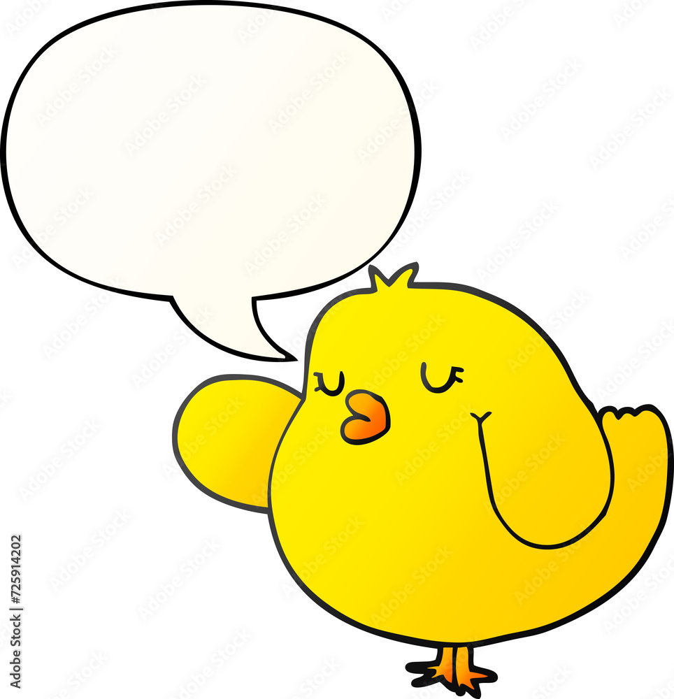 cartoon bird and speech bubble in smooth gradient style cartoon bird and speech bubble in smooth gradient style